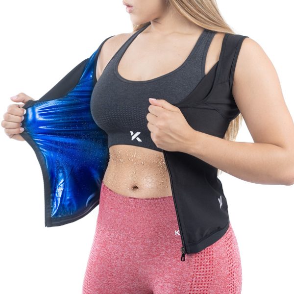 Women's Zipper Heat Trapping Sweat Vest Final Size — Black