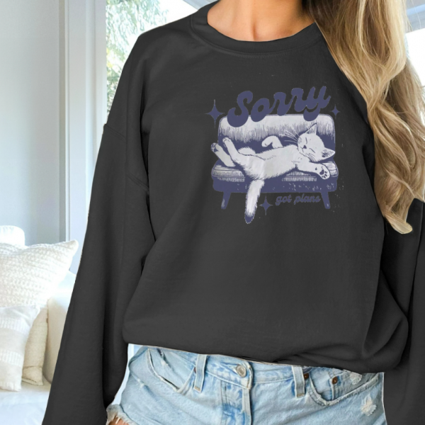 Women's Fashionable Solid Color Printed Long Sleeved Sweatshirt — Black