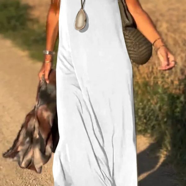 Female Sexy Trend V-neck Strap Dress — White
