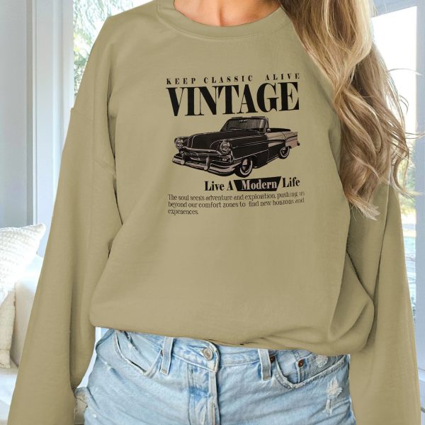 Women's Fashionable Solid Color Printed Long Sleeved Sweatshirt — Khaki