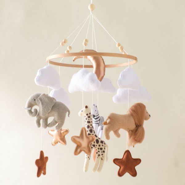 Room Hand-eye Coordination Decoration Wind Chimes Crib Felt Forest Animal Cloud Moon Bed Bell — Animal Kingdom Bed Bell