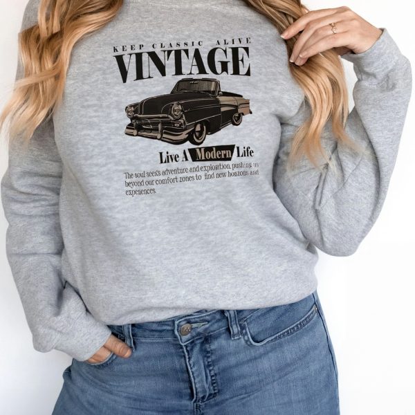 Women's Fashionable Solid Color Printed Long Sleeved Sweatshirt — Grey