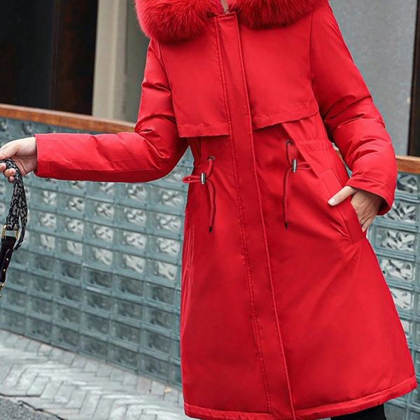 Hooded Loose Fit Slim Windproof Winter Jacket — Red