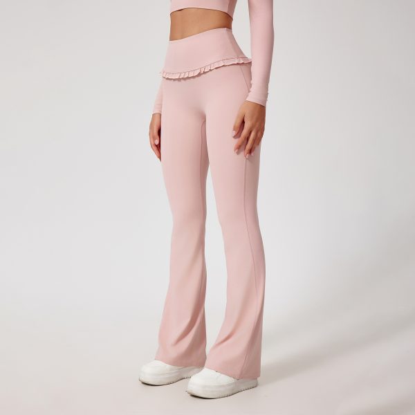 High Waist Hip Lift Lace Nude Feel Yoga Pants Running Fitness — Sea Shell Powder