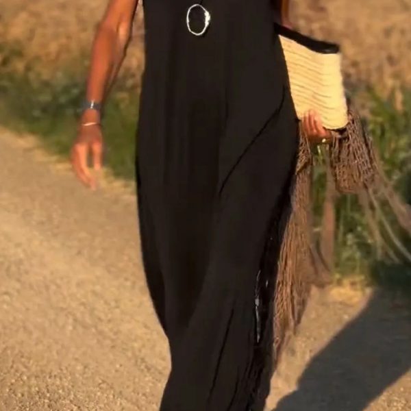 Female Sexy Trend V-neck Strap Dress — Black