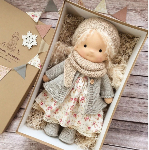 Handmade Plush Doll Golden Curly Girl Finished Product — D