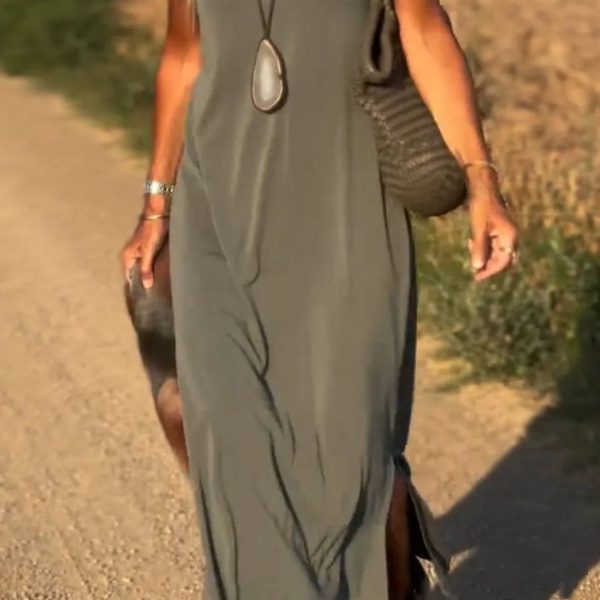 Female Sexy Trend V-neck Strap Dress — Army Green