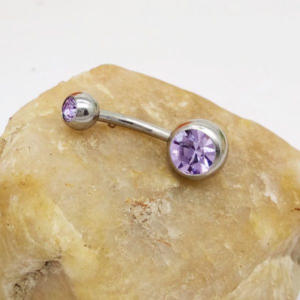 Puncture Hypoallergenic Titanium Steel Navel Buckle Belly Nail — Purple