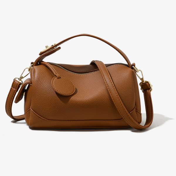 Crossbody Soft Leather Large Capacity Pillow Bag Women's Portable Shoulder Bag — Dark Brown