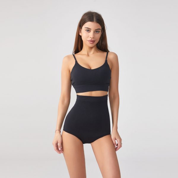 Plus Size Abdominal Pants Seamless High Waist Waist Girdle — Black