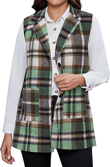 Plaid Waistcoat — Green