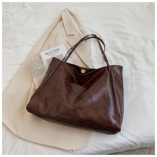Fashion Handbag New Autumn And Winter Japanese And Korean Large Capacity Soft Leather Shoulder Bag Retro Casual Handbag — Brown
