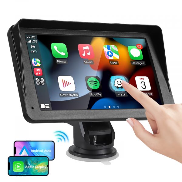 Portable Car Stereo Wireless CarPlay & Android Auto, Car Radio 7inches Touchscreen, Bluetooth5.0, Mirror Link, Maps Navigation, Voice Control, AUX Cable Vehicles — B5300