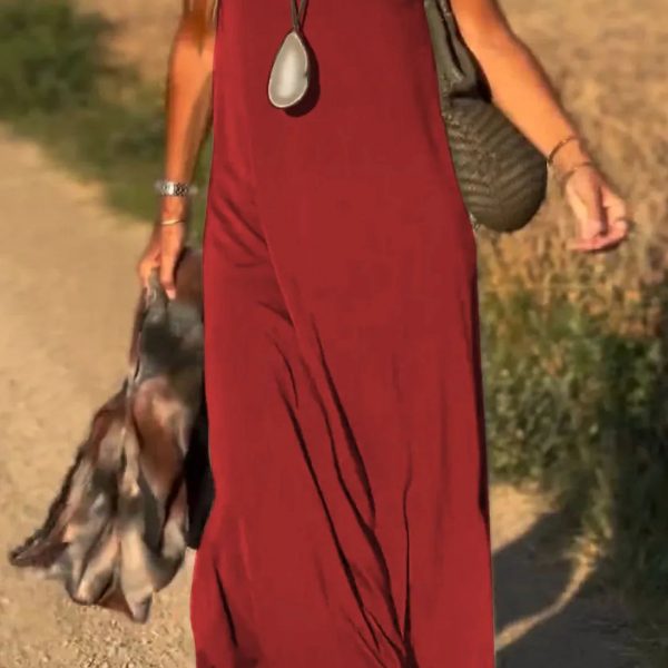 Female Sexy Trend V-neck Strap Dress — Red