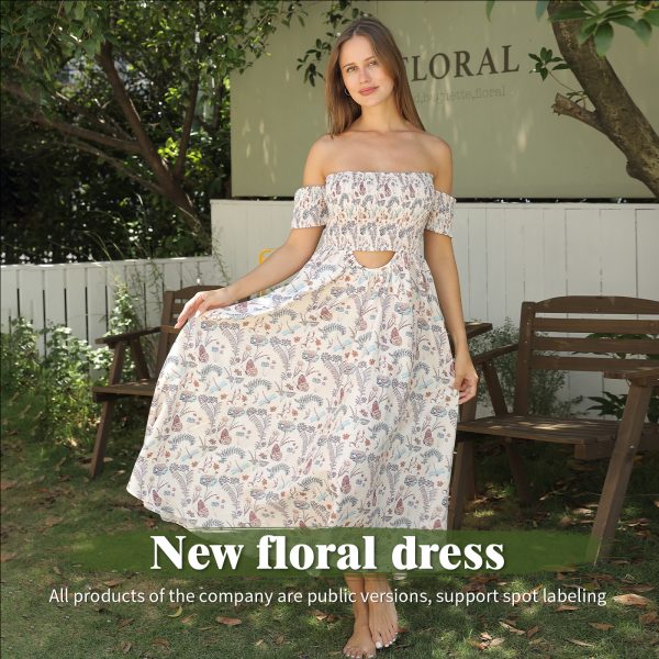 Women's Off Shoulder Strapless Floral Dress — Floral Dress