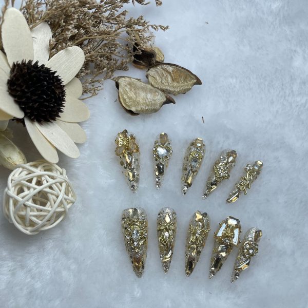 Handmade Wear Nail Luxury Elegant Advanced Heavy Industry Long Manicure — Long Tip