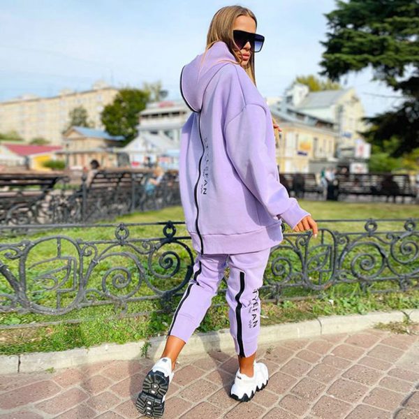 Long Hoodie Pantsuit — Purple