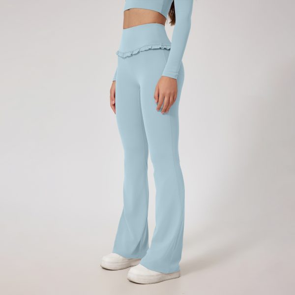 High Waist Hip Lift Lace Nude Feel Yoga Pants Running Fitness — Very Pale Blue