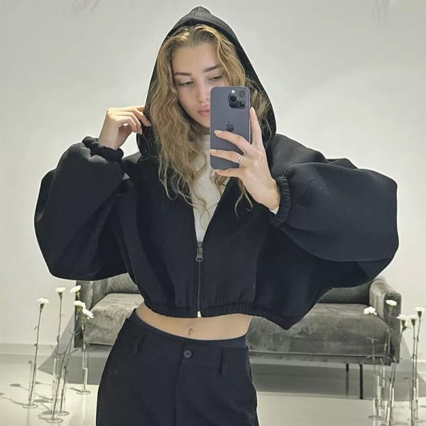 European And American Casual Women's Solid Color Hoodies — Black