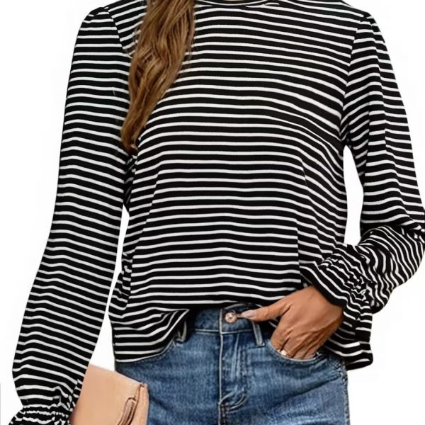 Long-sleeved Winter Base With Striped Square Collar — Black