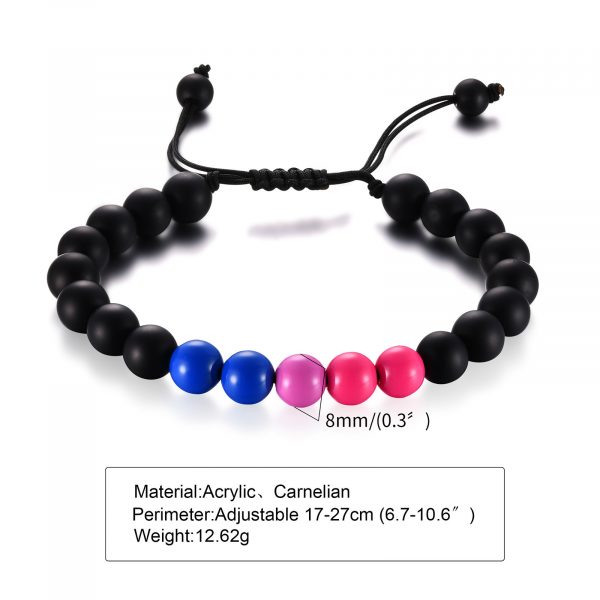 Bracelet Acrylic Black Agate Beaded Bracelet Friendship Men And Women — Style 1
