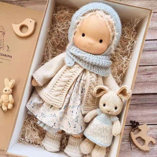Handmade Plush Doll Golden Curly Girl Finished Product — A