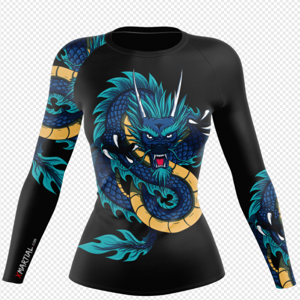 WOMEN BLUE DRAGON LONGSLEEVE - XMARTIAL — M