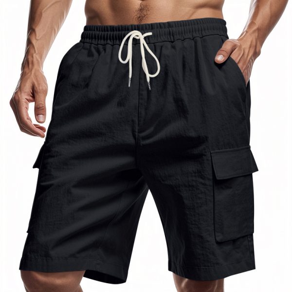 Loose Sports And Leisure Solid Color Linen Drawstring Shorts — L