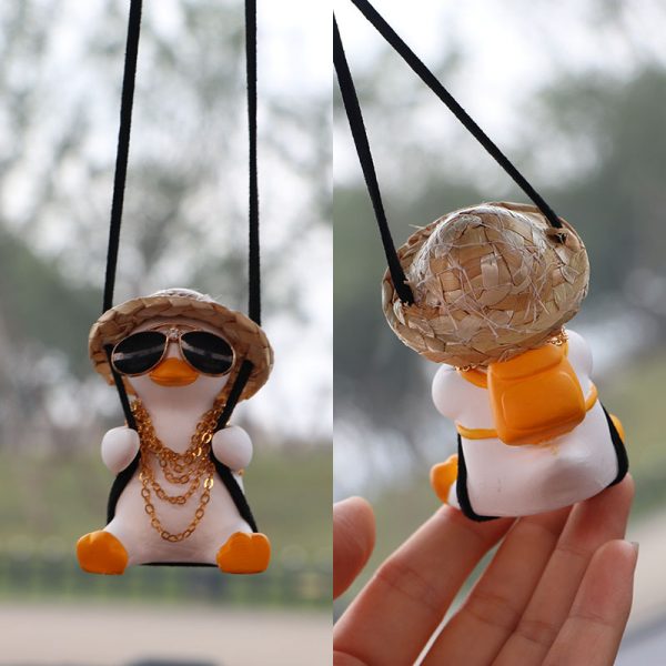 Car Swing Duck Automobile Hanging Ornament Cross-border Foreign Trade Car Rearview Mirror Pendant To Swing Duck Automobile Hanging Ornament — Straw Hat Tyrant