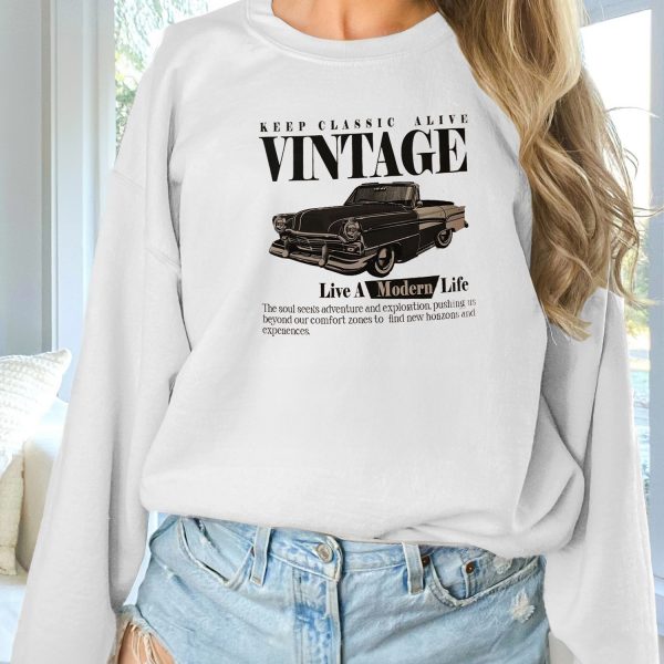 Women's Fashionable Solid Color Printed Long Sleeved Sweatshirt — White