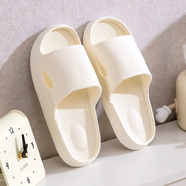 Solid Color Thick Bottom Home Slippers Summer Non-slip Floor Bathroom Slipper Women Men Couples Shoes — White