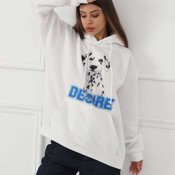 Women's Fashionable Casual Printed Long Sleeved Sweatshirt — White