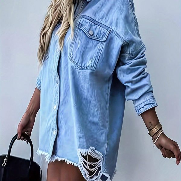 A Multifunctional Denim Jacket For Women's Denim Clothing — Blue
