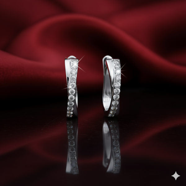 Cate & Chloe Amaya 18k White Gold Plated 16mm Hoop Earrings with Swarovski Crystals Gift for Women