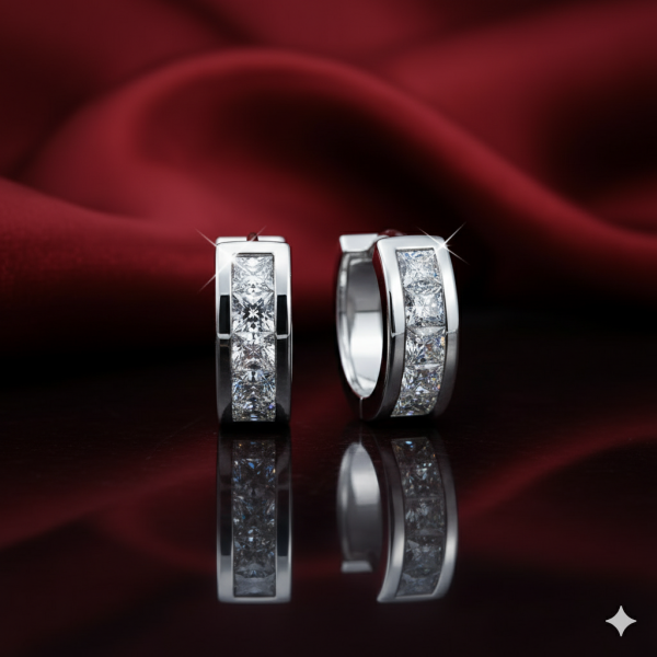 Cate & Chloe Giselle 18k White Gold Plated 15mm Hoop Earrings with Swarovski Crystals for Women