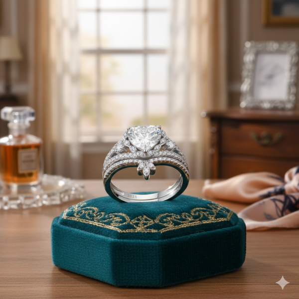 Beautlace Heart Engagement Rings Set for Women,Moissanite 2 Carat Promise Ring for Her,925 Sterling Silver Heart Bridal Ring Set-Size 7