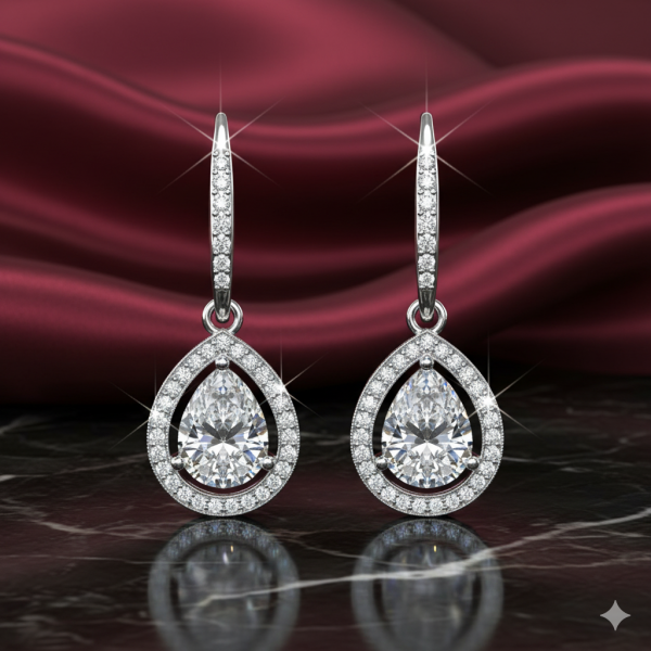 Cate & Chloe Isabel 18k White Gold Plated Dangle Earrings with Simulated Diamond Crystals for Women