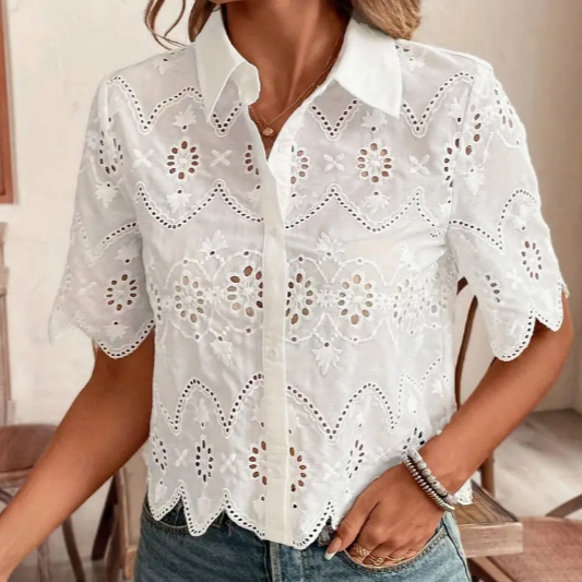 Ladies' Elegant Short Sleeved Shirt — White