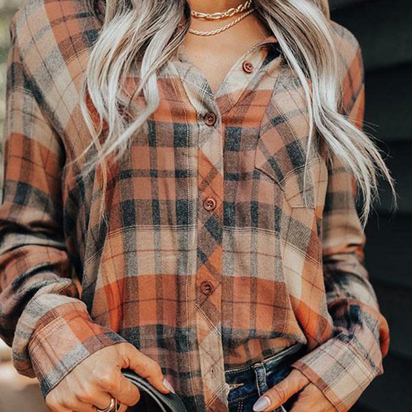 Women's Plaid Long-sleeved Shirt — Style 1