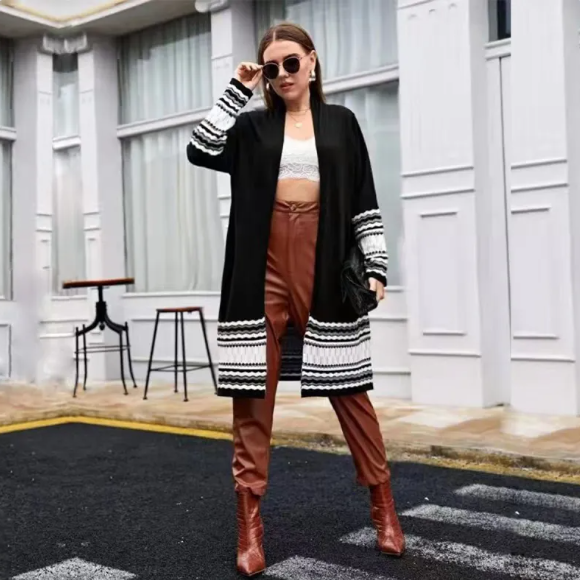 Large Size Women's Cardigan Jacket — Black