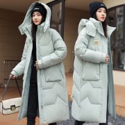Detachable Hat Women's Mid-length Thickened Women's Coat — Khaki - Image 4