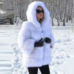 Women's Minimalist Hooded Patchwork Fur Grass Jacket — White