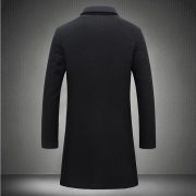 Men's Mid-length Trench Coat Fall Winter Slim Pockets Single-breasted Collar Jacket  Casual Business Comfortable Overcoat Clothing — Navy Blue - Image 5