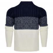 Men's Casual Color Block Long Sleeve Cable Knit Pullover Sweater — Blue - Image 3
