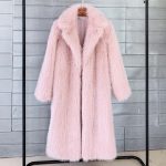 Autumn And Winter Women's Suit Collar Coat Artificial Environmental Fur — Pink