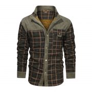 Men's Wool Thick Coat Jacket — Broad brown stripe - Image 3