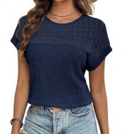 Women's Hollow Breathable All-match Short-sleeved T-shirt — Real teal - Image 10