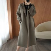 Double-sided Wool Overcoat Women's Long Below The Knee Loose Plus Size — Gray - Image 2