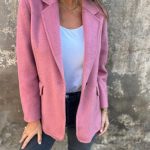 Ins Button Lapel Short Blazer Winter Fashion Commuter Jacket Outwear Women's Clothing — Pink