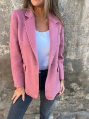 Ins Button Lapel Short Blazer Winter Fashion Commuter Jacket Outwear Women's Clothing — Light Purple - Image 16